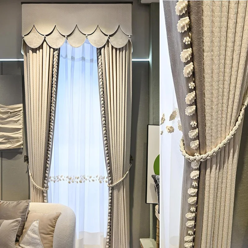 

New Light-luxury Curtains for Living Dining Room Modern Minimalist Curtains Bedroom Cream Curtains High-shading Windows Curtains