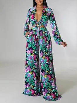 Alternative view of Seun Floral Print Crop Top and Wide Leg Pant
