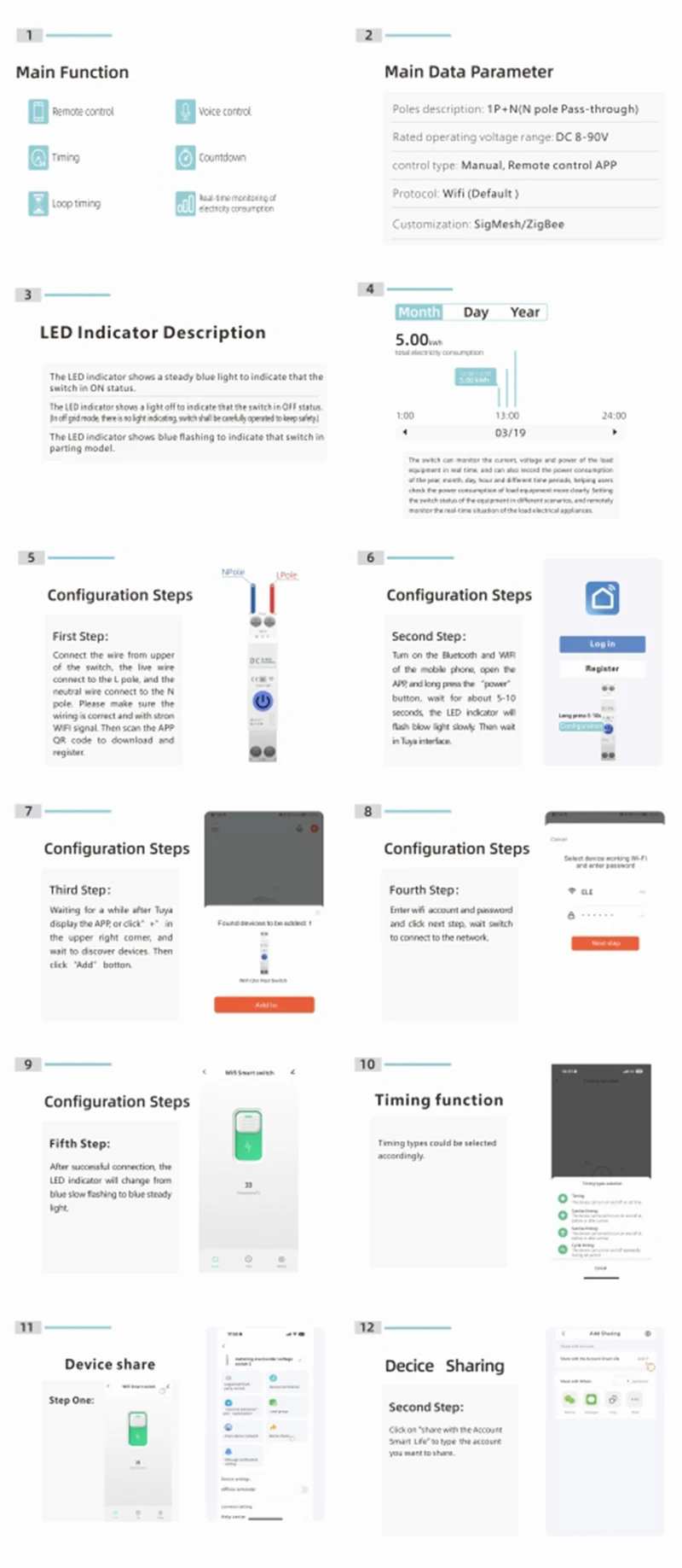 DC Smart WIFI-Schutzschalter ohne Messfunktion, Fernsteuerung, Echtzeitüberwachung, Relaisstatus, Timer, kompatibel mit Smartlife/TUYA App – Detail 15