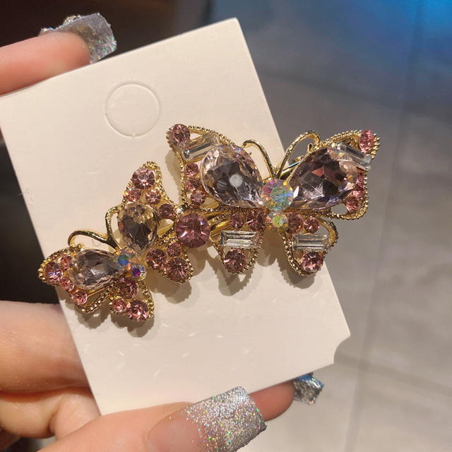 Crystal Butterfly Hair Clip Large Top Clip Flower Spring Clip Cute Women's Duckbill Clip Headdress Hair Accessories