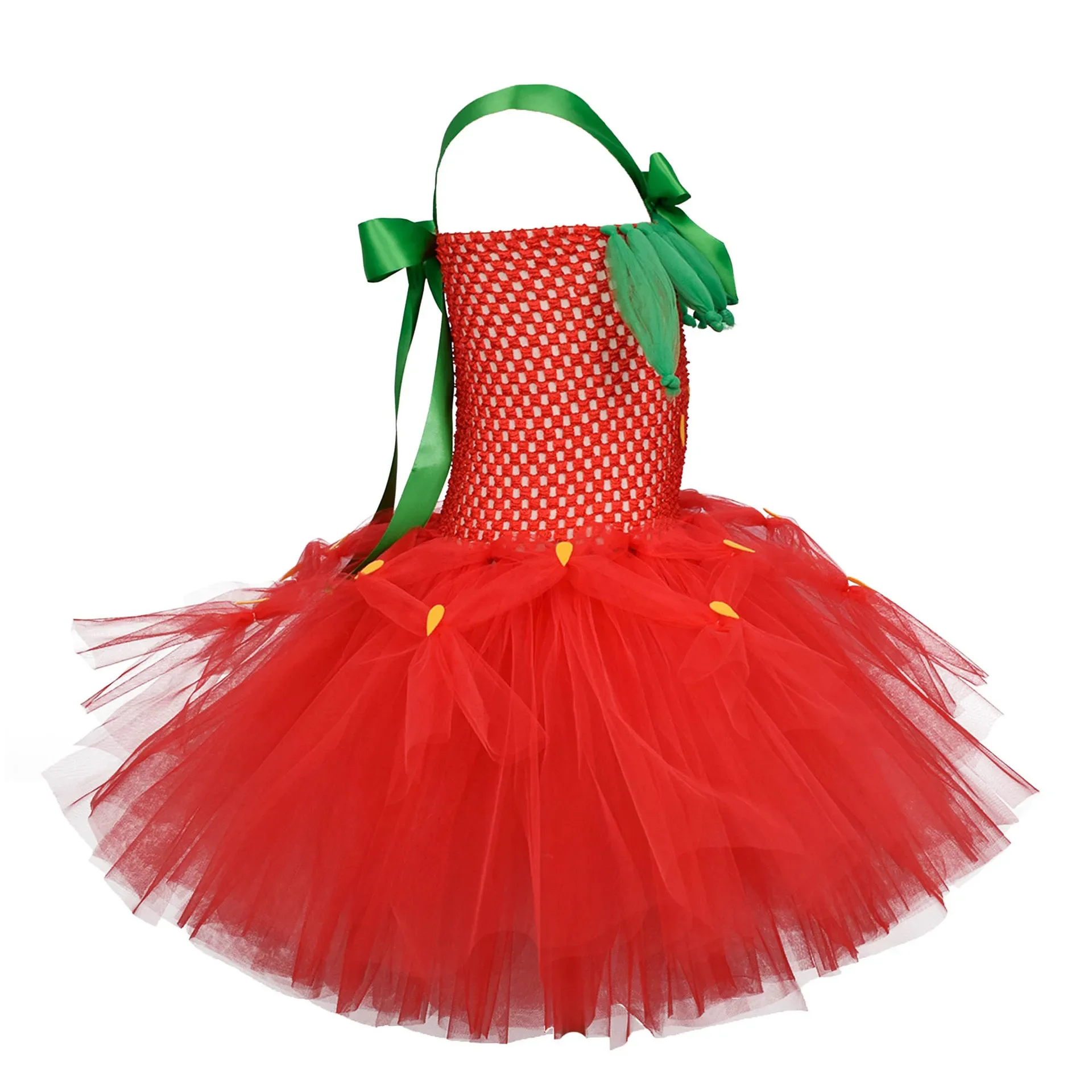 Cosplay Costume Kids Girls Dress Red Green Strawberry Girls Tutu Dress Infant Baby 1st Birthday Party Photography Prop Dresses Kids Carnival Performance Costumes