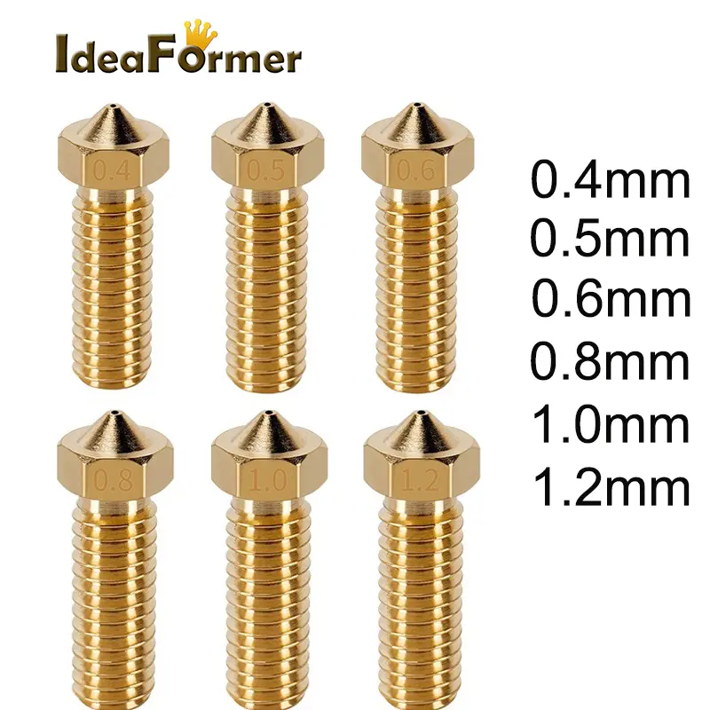 2pcs 3D Parts Brass Volcano Nozzle M6 Extra Lengthen Copper Nozzle 1.75mm High Flow 0.4/0.6/0.8/1.0/1.2mm Artillery Nozzle image 1