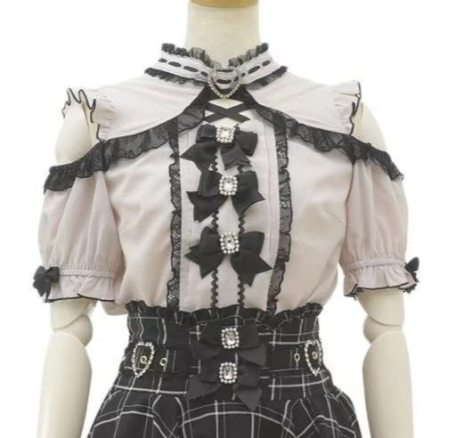 Sweet Lolita Style Girls Short Sleeve Top close-up