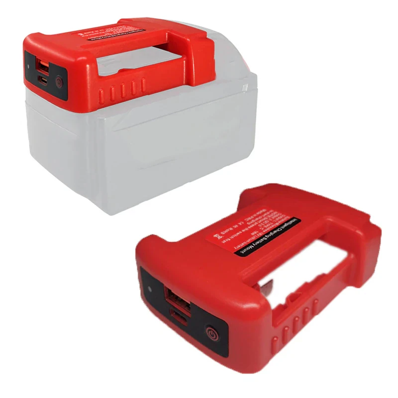 밀워키 18V 리튬 이온 배터리 용 USB 충전기 어댑터, 밀워키용 USB 및 c타입 고속 충전이 있는 새로운 배터리 홀더 어댑터