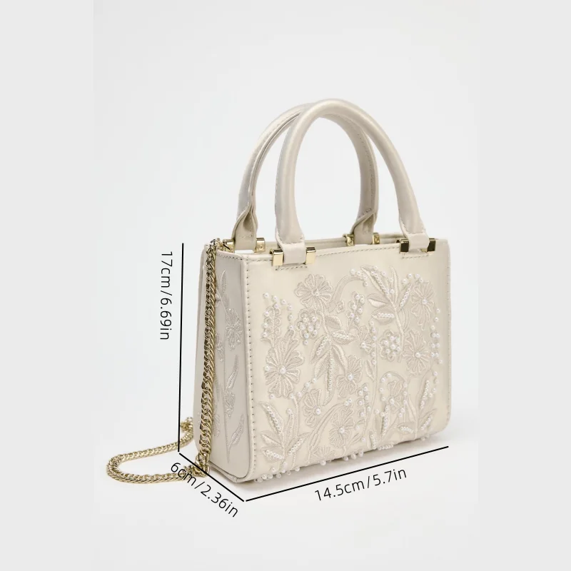 حقيبة يد صغيرة من القماش الخشن لؤلؤية، حقيبة كروس...