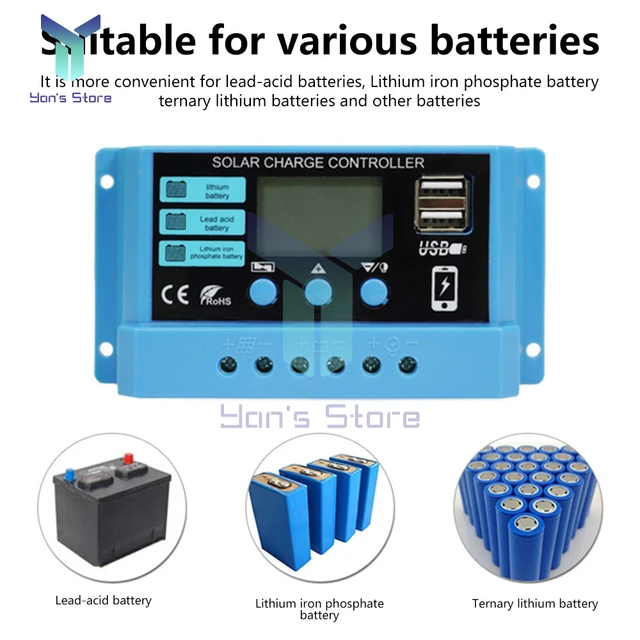 10A 20A 30A PWM Solar Charge Controller 12V/24V Solar Regulator