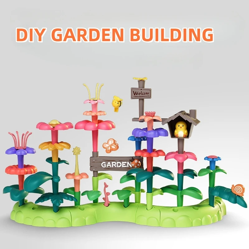 51PCS DIY Garden Building Blocks DIY Intelligence Flower Grow Imagination Assembly Build bricks kid Toys