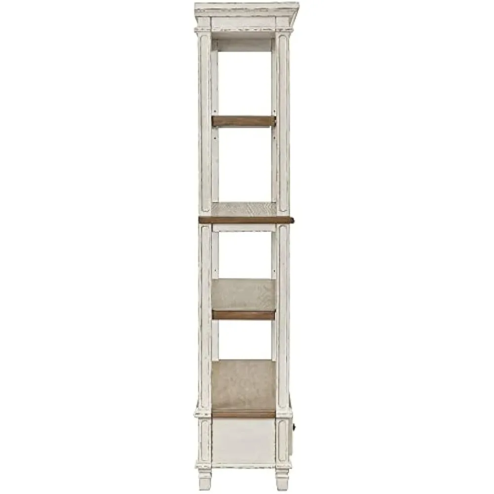 Stylish French Country Realyn Bookcase - 75" in Height, Chipped White Finish, and a Drawer for Added Storage 5