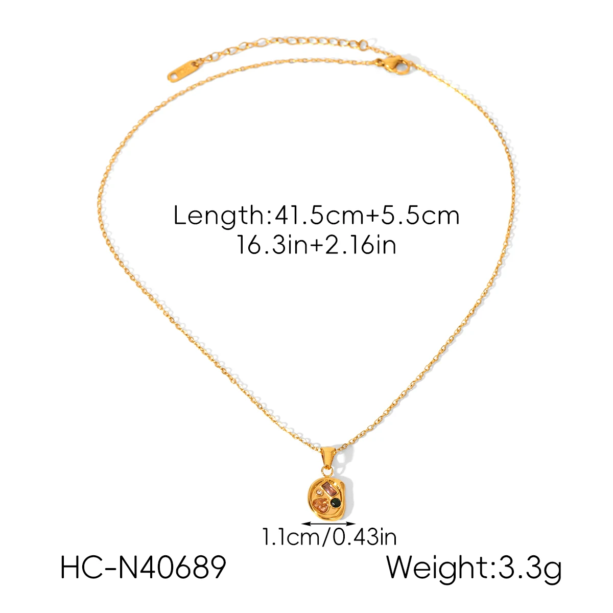 Huang Chao farbige herzförmige Zirkon-Halskette mit rundem Anhänger, lila quadratischer Zirkon, 18 Karat vergoldet, Anhänger für Damen, Schmuck, Geschenk – Detail 5