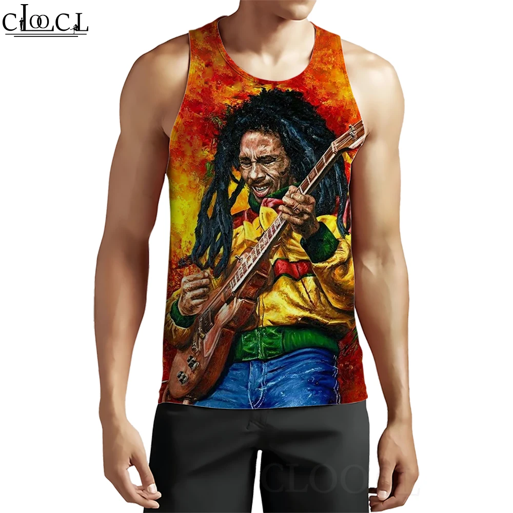

Майка мужская с 3D-графикой, жилет Боб Марли, Повседневная Уличная одежда для фитнеса, модный топ без рукавов с круглым вырезом, уличная одежда, лето