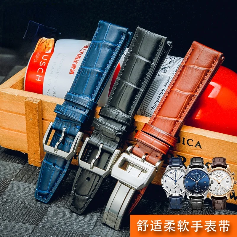 Per Iwc Cinturino In Pelle Portoghese Portofino Pilot Mark 18 Little Prince Watch Band 20Mm Men