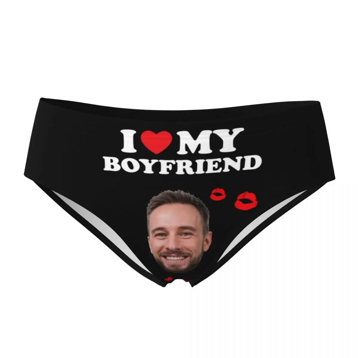 Women Personalized Custom Face Photo Briefs Panties Underwear Valentine's Day Gift I Love My Boyfriend Female Sexy Underpants