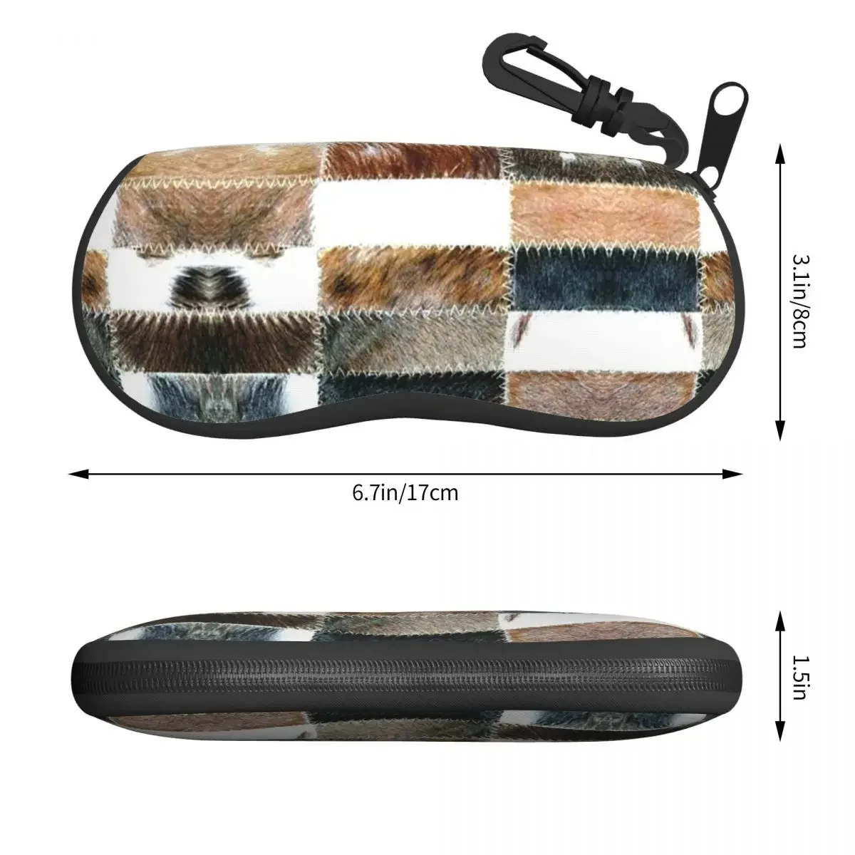 Cowhide Patchwork Texture Print Shell Glasses Case Fashion Animal Fur Leather Eyeglasses Case Sunglasses Protector Box