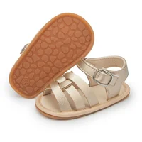 Summer New Baby Boy Girl Sandals Baby Shoes PU Anti-slip Soft Rubber Sole Newborns First Walkers Beach Infant Sandals 4