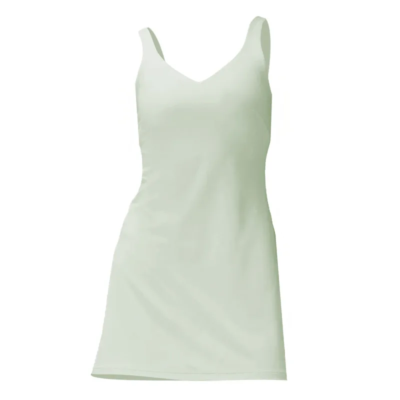 Summer Women's Sports dress Lined Skirt Nylon High Elastic Breathable U-Back Vest with Chest Pad