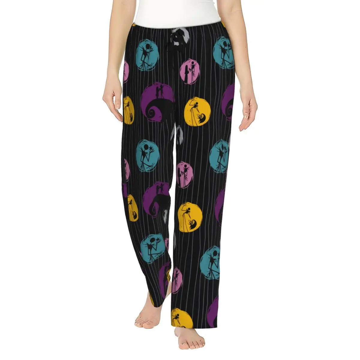 

Custom The Nightmare Before Christmas Pajama Pants Womens Tim Burton Sleepwear Lounge Sleep Bottoms Stretch with Pockets