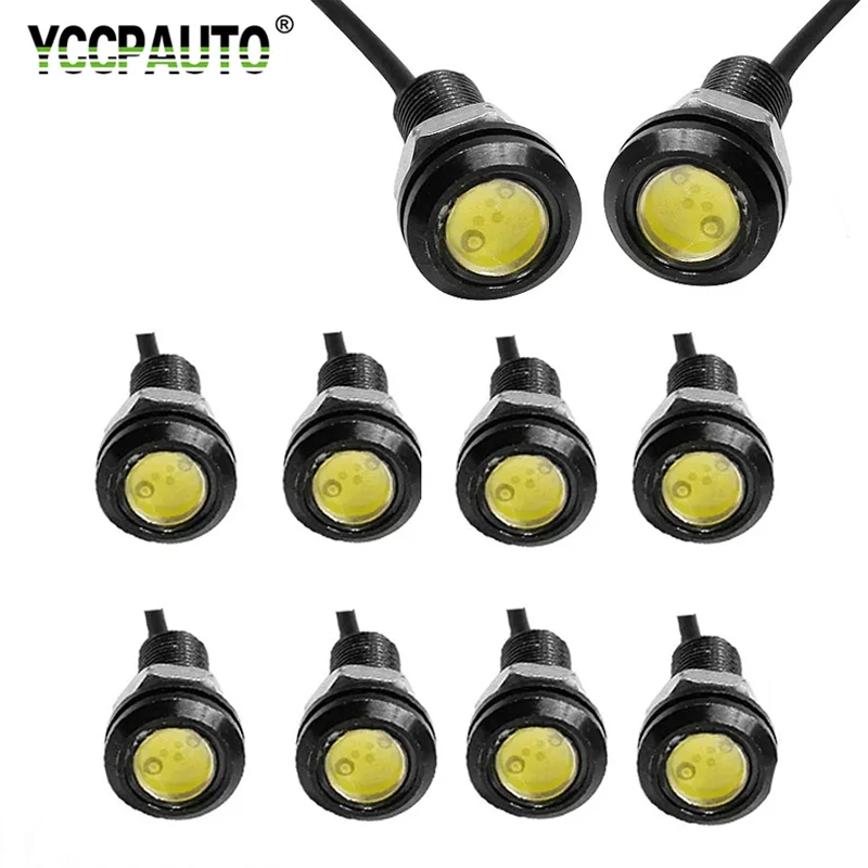 

YCCPAUTO 10Pcs 3W 18MM LED Eagle Eye Car DRL Daytime Running Lights Auto Fog Lamp DHO White Red Yellow Blue DC12V