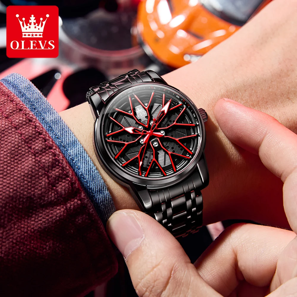 OLEVS 3701 Man Watch 30M Waterproof Fashion Hollow Quartz Watch For Men Steel Strap Top Brand Original Luminous Men's Wristwatch