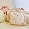 Cotton Mommy Storage Bags Outdoor Baby Stroller Hanging Pocket Carrier String Storage Bag Printing Drawstring Pouches 26X29cm 3
