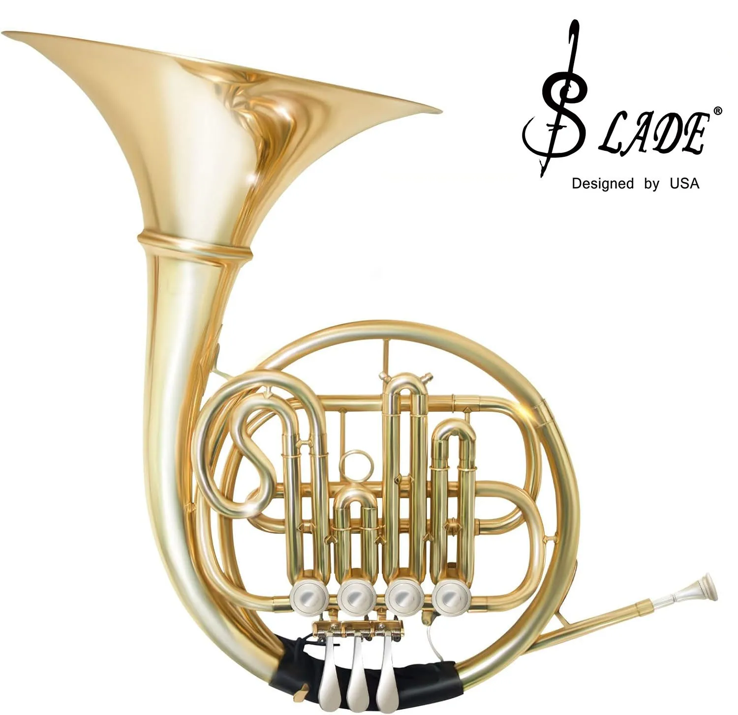 SLADE B Flat 3/4 Key Single Row French Horn Brass Lacquered Gold Craftsmanship French Horn for Beginners Exams Performances