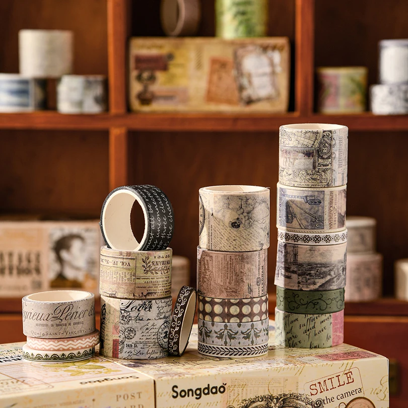 20Pcs Retro Washi Tapes Scrapbooking Supplies Masking Tape Vintage Cinta Adhesiva Decorativa Journaling Materials Washi Tape Set 4