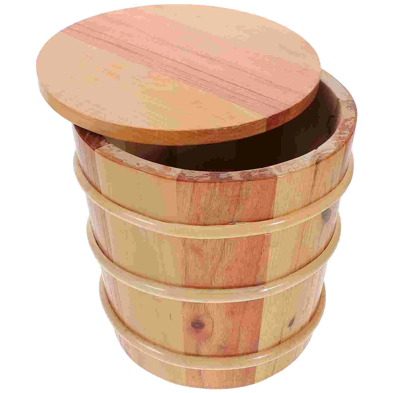 Wooden Rice Bucket Solid Wood Large Capacity Sealed Freshness Elegant Design Versatile Home Kitchen Storage Rice Flour 4