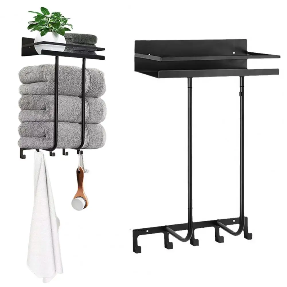 Bathroom Towel Rack Wall-mounted Towel Storage Bathroom Storage Rack with Sturdy Wall Mounted Holder Shelf for Simple