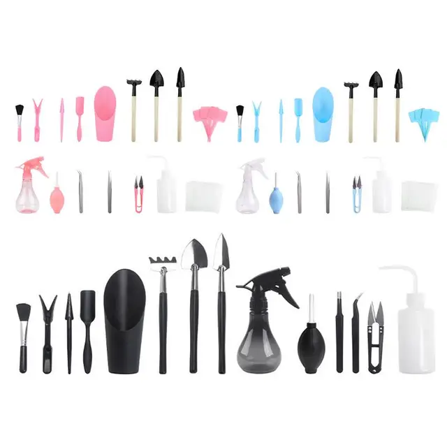 Zamatos Kertészeti Szerszámkészlet 14/16 Pcs Mini Kerti Ültetvénykészlet Bonsai Szerszámok Fekete Cserepes Kaktusz Housein Tenyésztési Eszközök