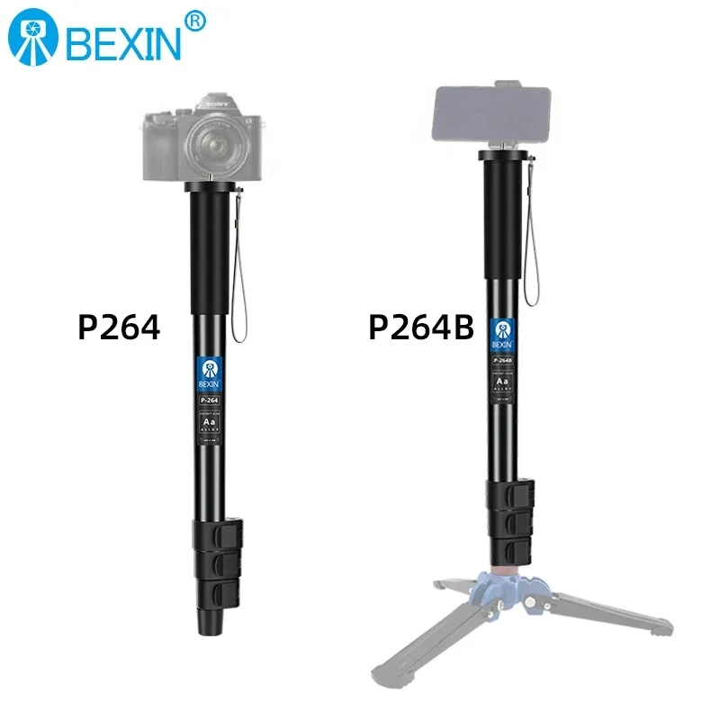 BEXIN P-264 시리즈 휴대용 카메라 모노포드 텔레스코픽 핸드헬드 셀카 어댑터 모노포드 (캐논, 니콘,  카메라, 휴대폰용)