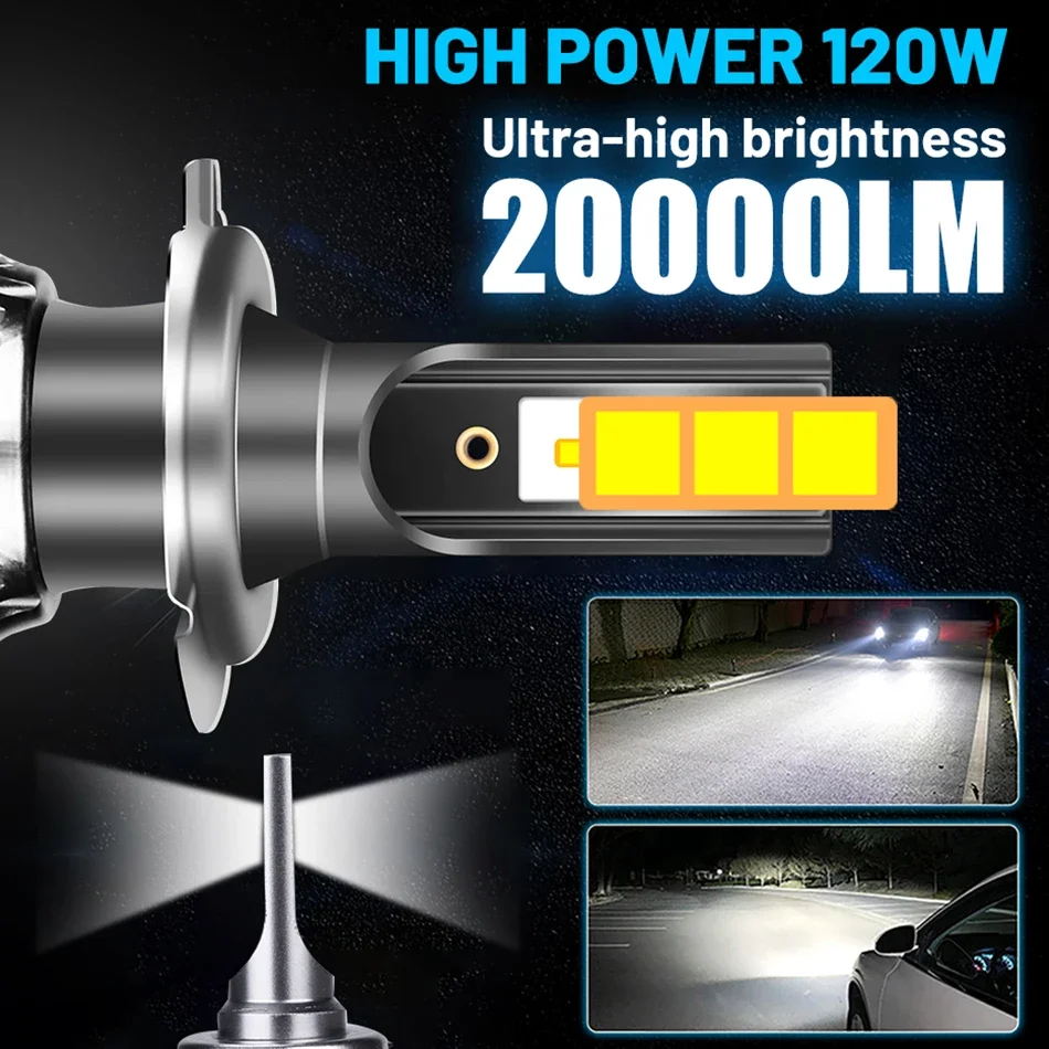 H4 LED Headlight 20000LM 120W LED H7 H1 H11 H8 H9 9005 9006 HB3 HB4 4300K  6500K 8000K PTF Ice Bulbs Fog Lights 2PCS BULLVISION - AliExpress