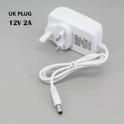 Universal White AC to DC 12V 2A Power Adapter with Switch Converter Charger (UK plug)