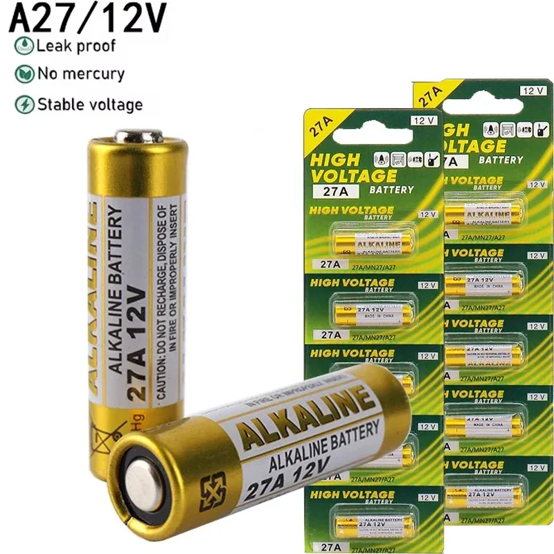 Alkaline Battery Disposable Battery 5PCS 27A 12V Battery A27 27A G27A MN27 MS27 GP27 V27GA For Doorbell Roller shutter Garage door remote Dry Alkaline Battery