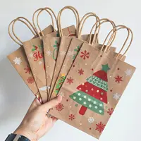 12pcs Kraft Paper Christmas Bag Christmas Gift Bag with Handles 2025 Xmas Party Candy Bag Cookie Present Bag Decor 2026 New Year 5