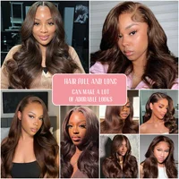 Perruque Lace Frontale 13x4 Body Wave Marron Chocolat HD 220 Densité, Perruques Frontales 13x6 Brésiliennes en Cheveux Humains Remy pour Femmes 4