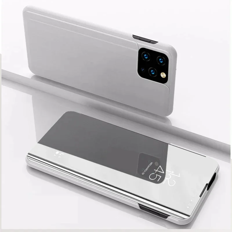 Sleek Mirror Flip Leather Phone Case with Stand Holder