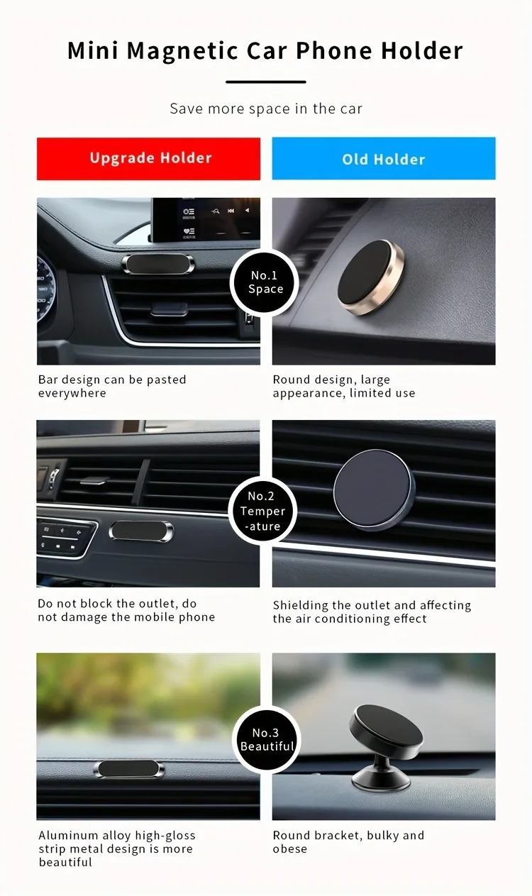 Magnetische Auto-Handyhalterung Magnet-Halterung Mobiltelefon-Ständer Telefon-GPS-Halterung für iPhone Xiaomi Huawei Samsung Auto-Halterung – Detail 14