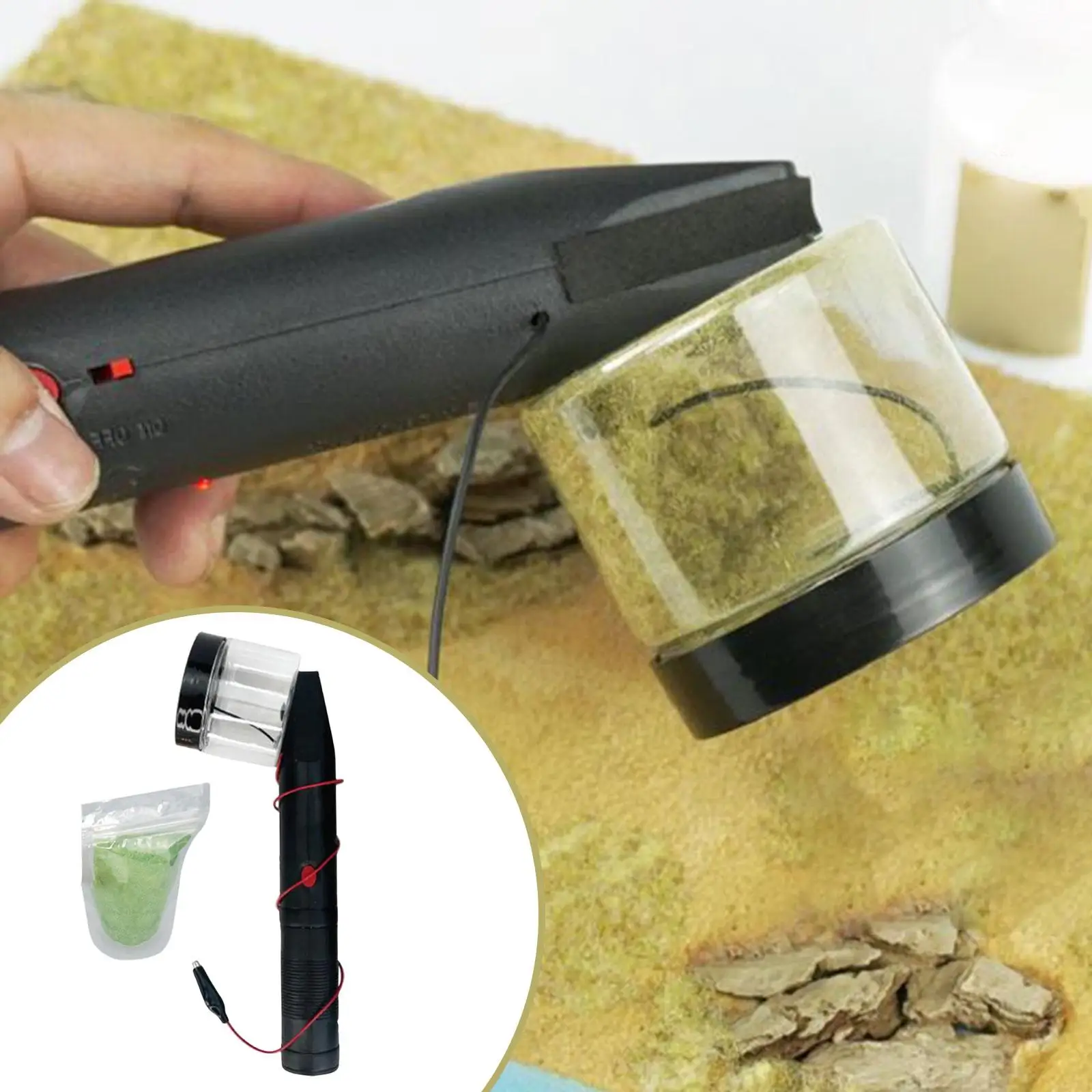 Flocking Machine Static Grass Applicator Electrostatic Grass Planting Machine Hand-held Sand Table Miniature Building DIY Model 3