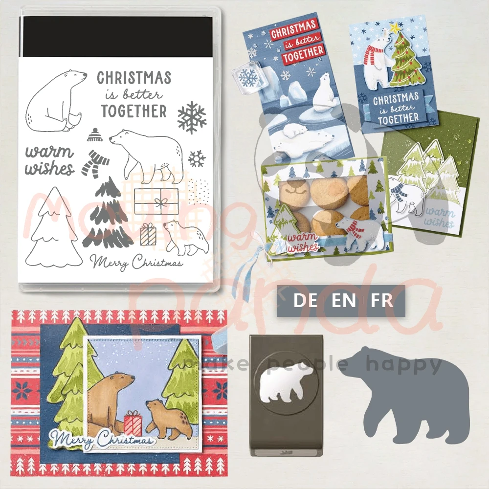 

MP802 Christmas Bear Metal Cutting Dies Clear Stamps For Diy Handmade Paper Card Scrapbooking Photo Album Decorations Craft Dies