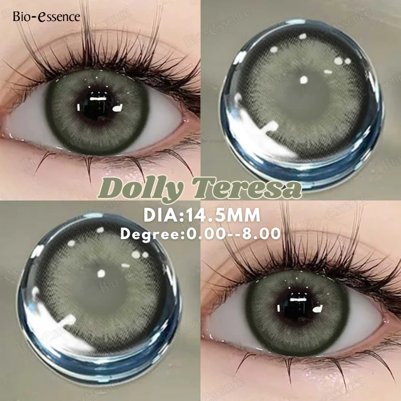 Bio-essence 2Pcs Colored Contacts Lenses with Myopia Yearly Green Brown Lens Korean Big Eyes Colored Makeup Lens Fast Delivery