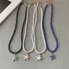 4 Colors Fashion Starfish Choker Necklace for Men Women White Black Blue Colorful Rice Beads Gift for Friend  Short Collar 1
