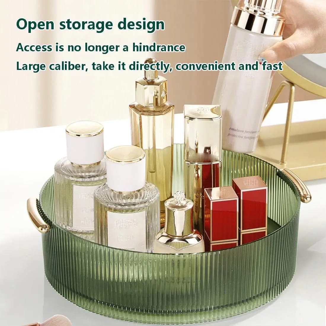 360 Rotating Makeup Organizer Tray Round Cosmetic Storage Holder for Jewelry, Perfume Rotating Spice Rack For Bathroom Kitchen 6