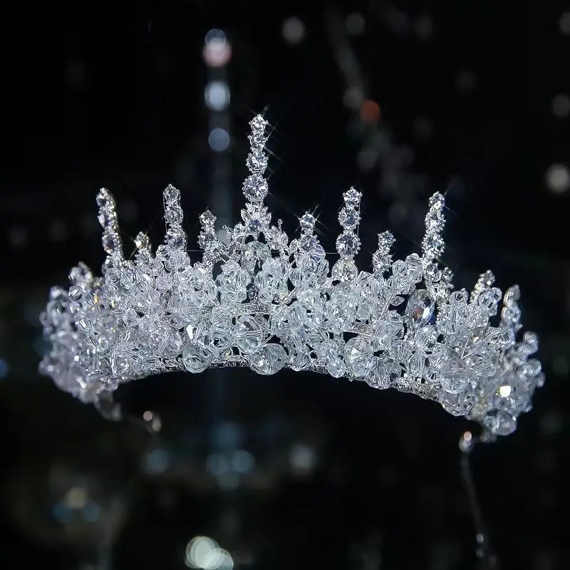 New Bridal Tiara Crystal Wedding Crown Hair Accessories Luxury Diadem Headdress Headband Korean Fahsion Pageant Headwear Jewelry