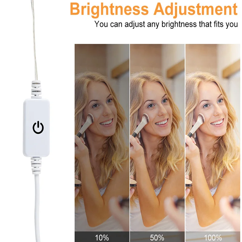 LED Makeup Mirror Lights USB 5V Hollywood Dresser Light Touch Dimming Dressing Table Vanity Lamp for Bathroom Decoration
