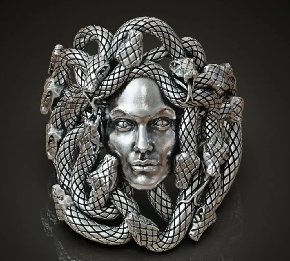 16g Medusa Gorgon Head Ring For Women Artistic Relief Gifts Real  Customized 925 Solid Sterling Silver Rings Many Sizes 5-10