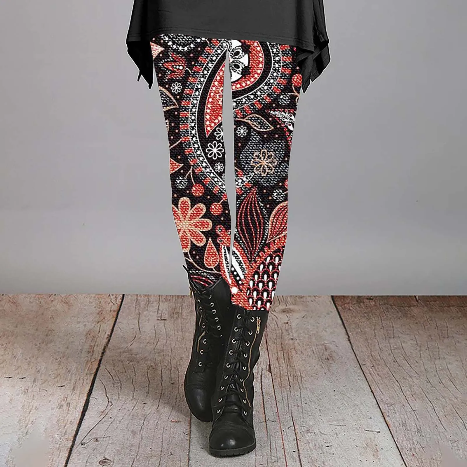 Women's Autumn And Winter Leggings Artistic Splash Printed Soft Stretchy Pants