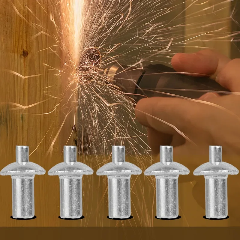 200/10pcs Aluminium-Aufprall-Expansions nieten Hammer antriebs-Expansions schrauben Flache Rundkopf-Senk-Expansions nagel befestigungen