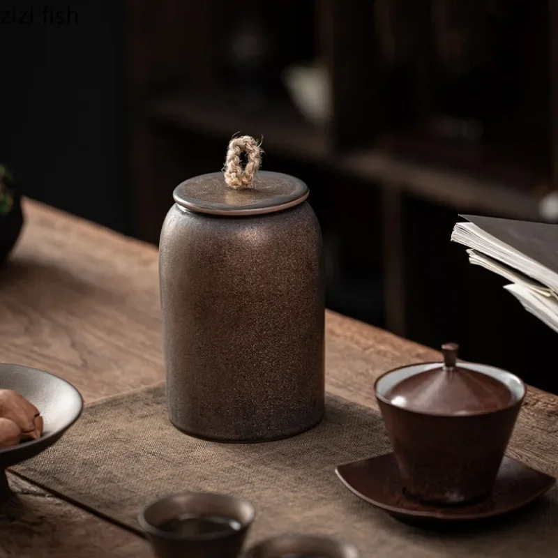 Ceramic Storage Jar Tea Caddy Moistureproof Sealed Jar Storage Jars Candy Jar Tea Containers Box home Storage Organizers airtight container tea tin box,tea canister,ceramic storage jar,airtight container