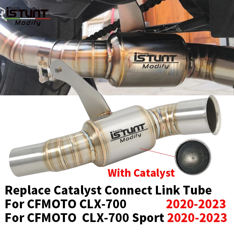 Slip On For CFMOTO CLX 700 CLX700 Sport 2020-2023 Motorcycle Exhaust Mid Pipe Escape Moto Connect Link Tube