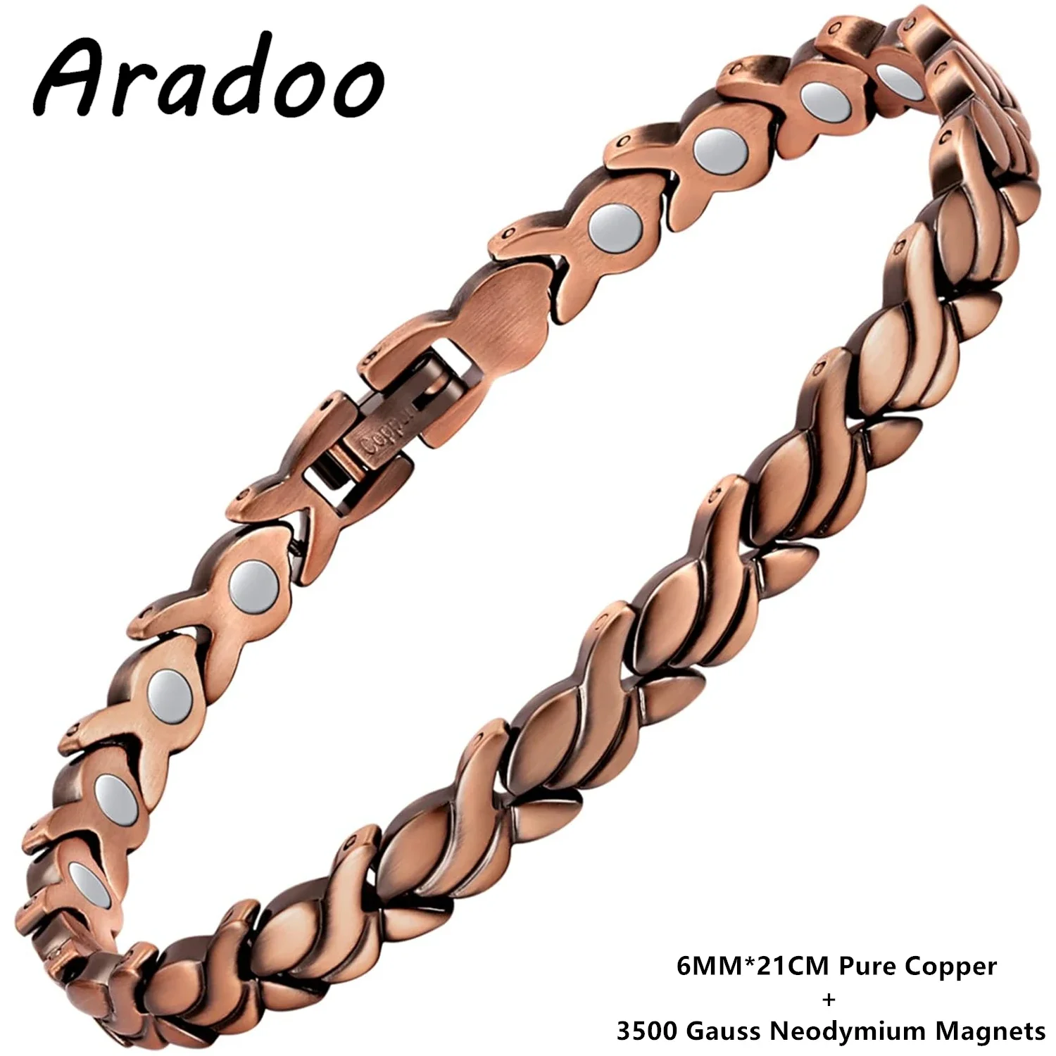 Jeracol Bracciale Magnetico In Rame Puro 99,99%: Eleganza Regolabile Per Donna, Con Strumento Di Misurazione - 4