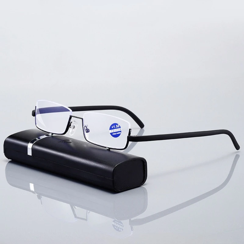 Sleek Metal Anti-Blue Light Half Frame Reading Glasses